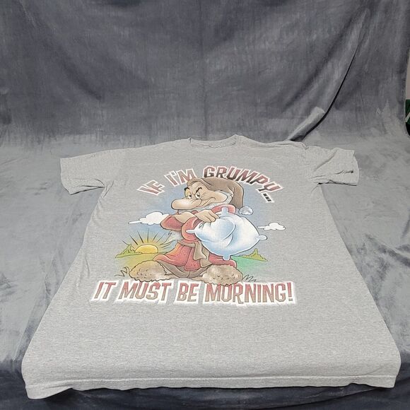 Disney, Grumpy Dwarf Shirt Grey, If Im Grumpy It Must Be Morning - Picture 1 of 4